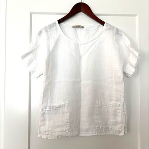 Francesca Bettini White 100% Linen Blouse